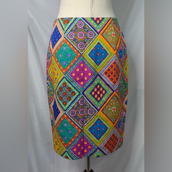 David Meister Women’s Colorful Lined Designer Skirt Size 4 EUC - Picture 4 of 14